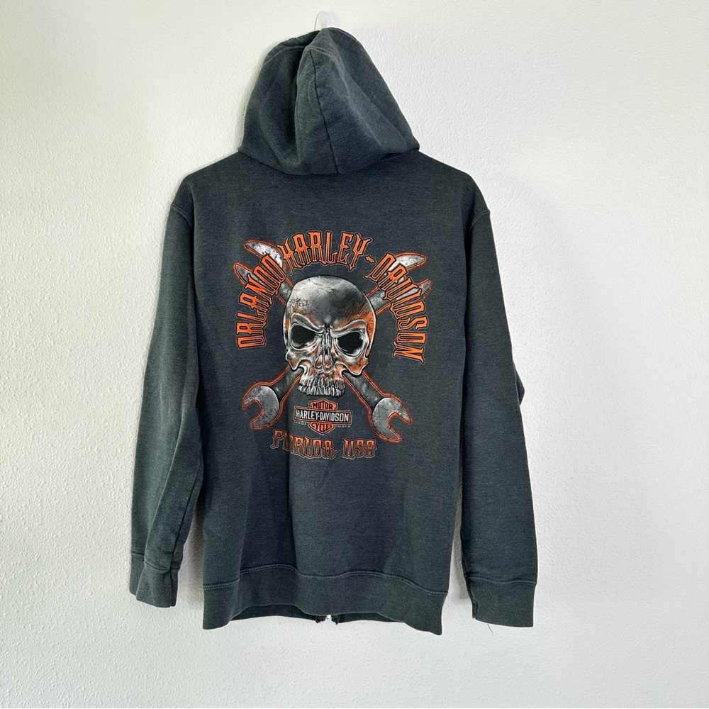 Harley Davidson Men’s S Gray hoodie Jacket Orlando Skull